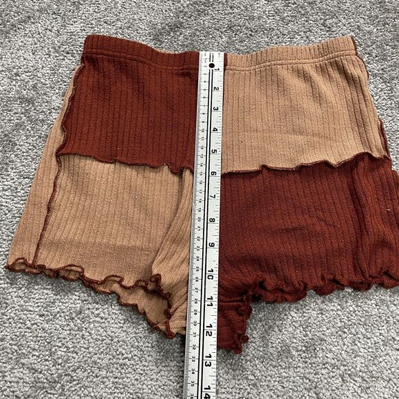 Shein Knit Shorts Womens Medium W26 Brown Elastic Waist High Rise Stretch Casual - Picture 7 of 11